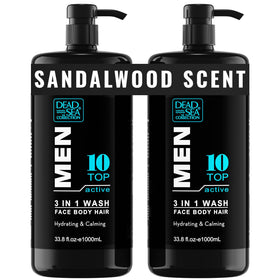 Dead Sea Collection front packaging showing dual 33.8 fl oz bottles and branding benefit of long-lasting supply