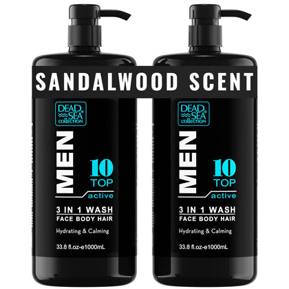 Dead Sea Collection front packaging showing dual 33.8 fl oz bottles and branding benefit of long-lasting supply