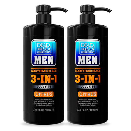Dead Sea Collection front packaging showing two bottles and pumps, highlights value pack