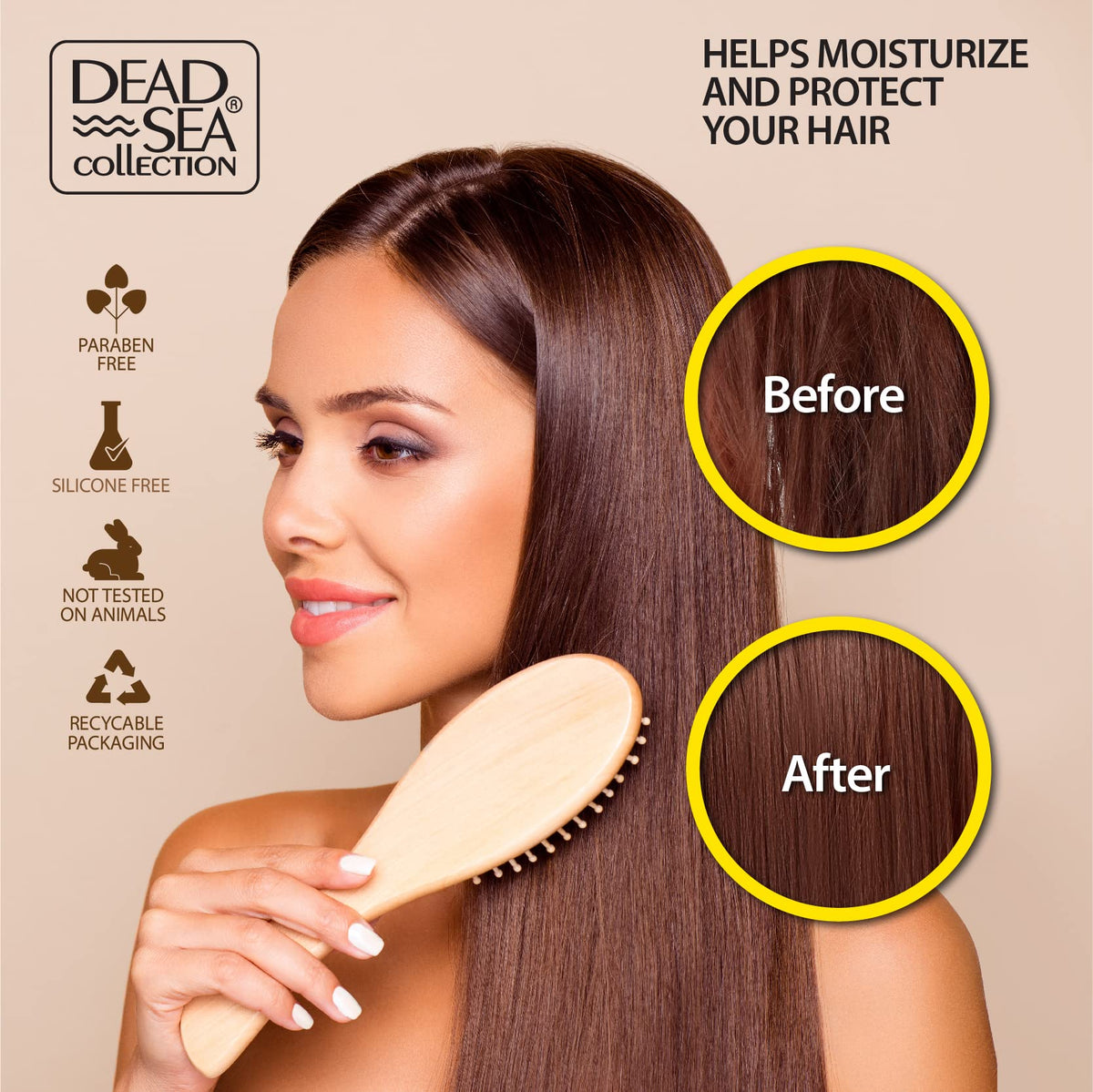 Dead Sea Collection label closeup listing Dead Sea minerals and coconut oil