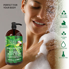Dead Sea Collection label ingredients panel showing Dead Sea minerals and oils benefit