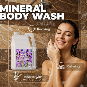 Dead Sea Collection pouring texture on hand showing creamy body wash consistency benefit