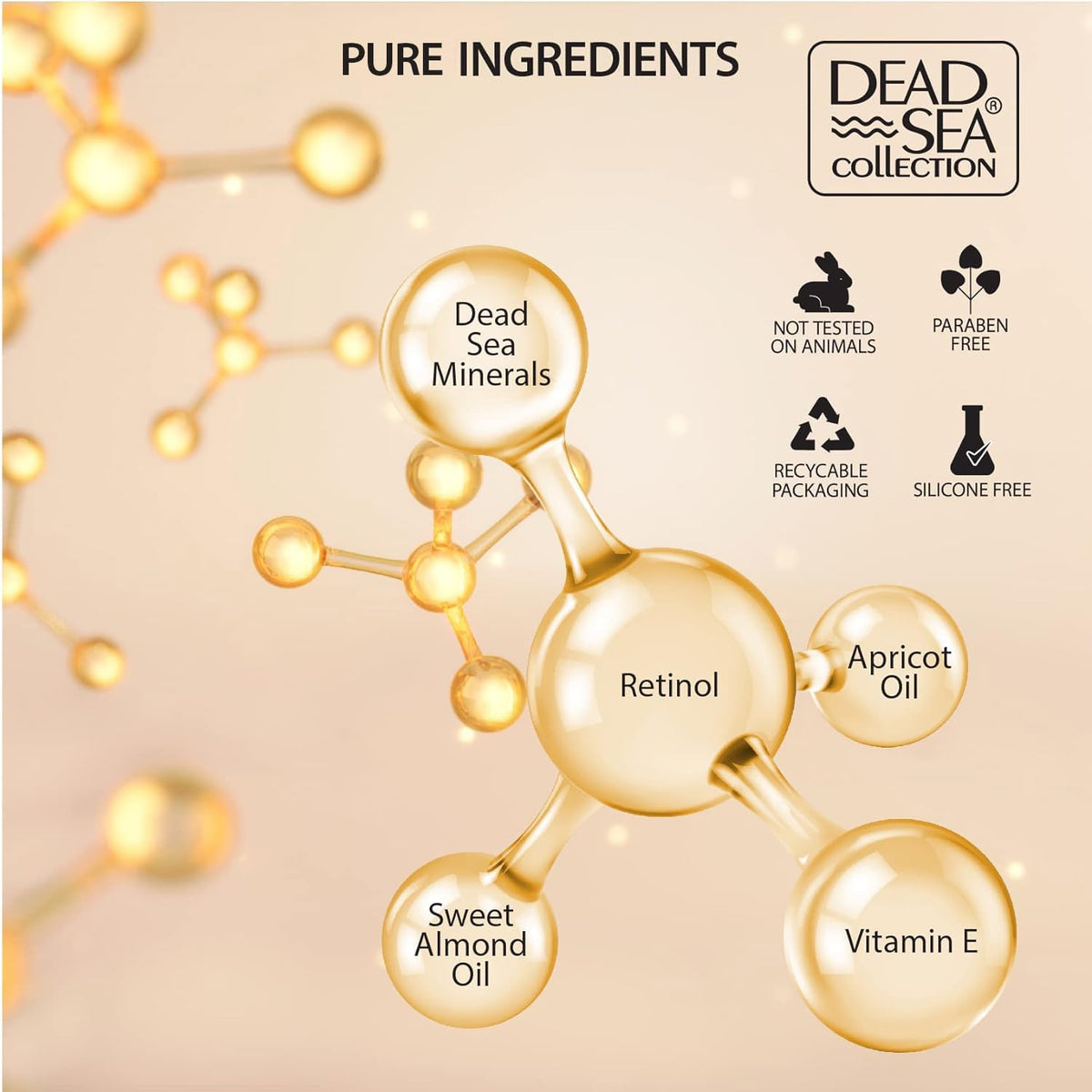 Dead Sea Collection open jar showing cream texture and quick-absorbing finish benefit