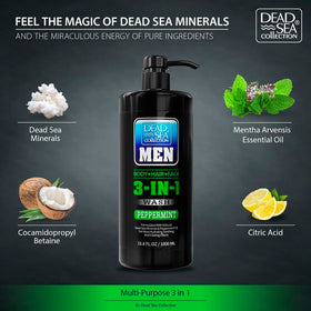 Dead Sea Collection bottle mounted in shower highlighting convenient daily use
