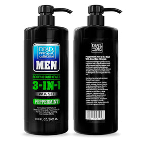 Bathroom shelf with Dead Sea Collection bottles showing tidy, efficient grooming setup