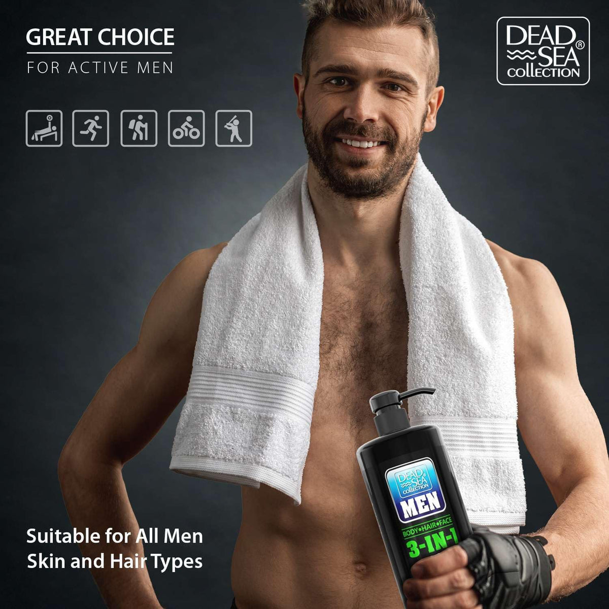 Man using Dead Sea Collection in shower illustrating refreshing peppermint boost