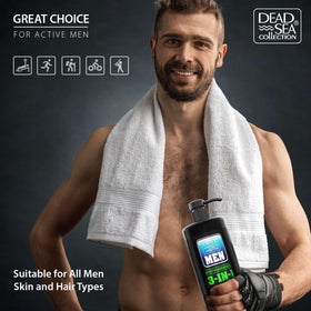 Man using Dead Sea Collection in shower illustrating refreshing peppermint boost