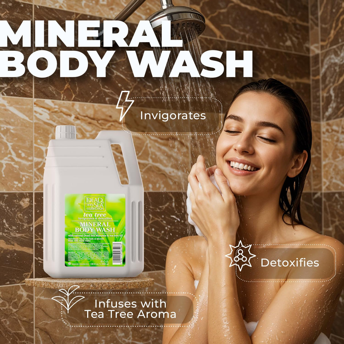 Dead Sea Collection pouring refill into dispenser to reduce waste