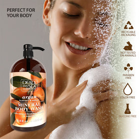 Dead Sea Collection pump and sealed cap demonstrating easy dispensing