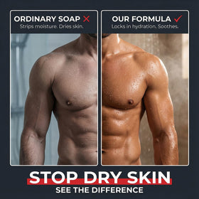 Dead Sea Collection man in shower lifestyle demonstrating 3-in-1 convenience