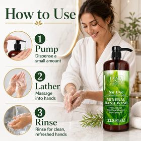 Dead Sea Collection bottles scale comparison with a hand for size and value visualization