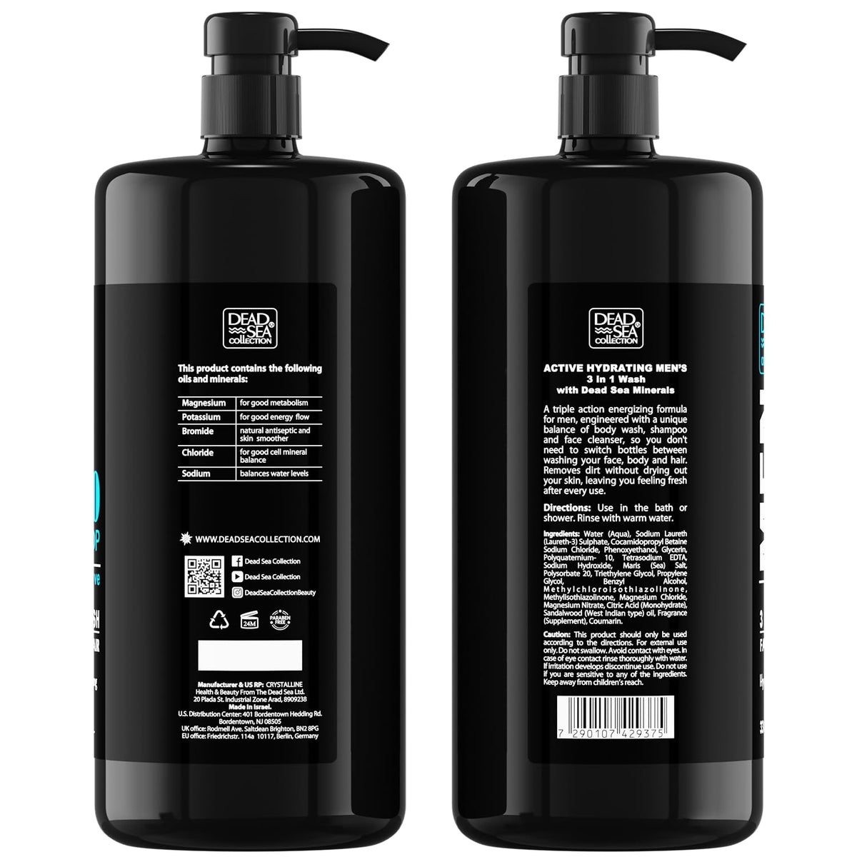 Dead Sea Collection twin bottles on bathroom shelf showing pack of two and household practicality