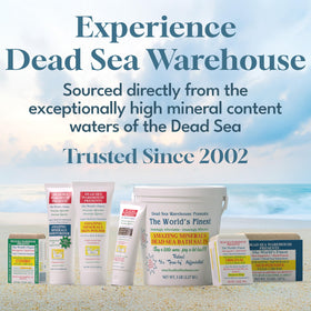 Dead Sea Warehouse soap on bathroom counter in lifestyle scene showing everyday usability and calm aesthetic
