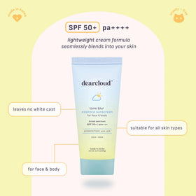 dearcloud applied on skin demonstrating blur effect and even tone
