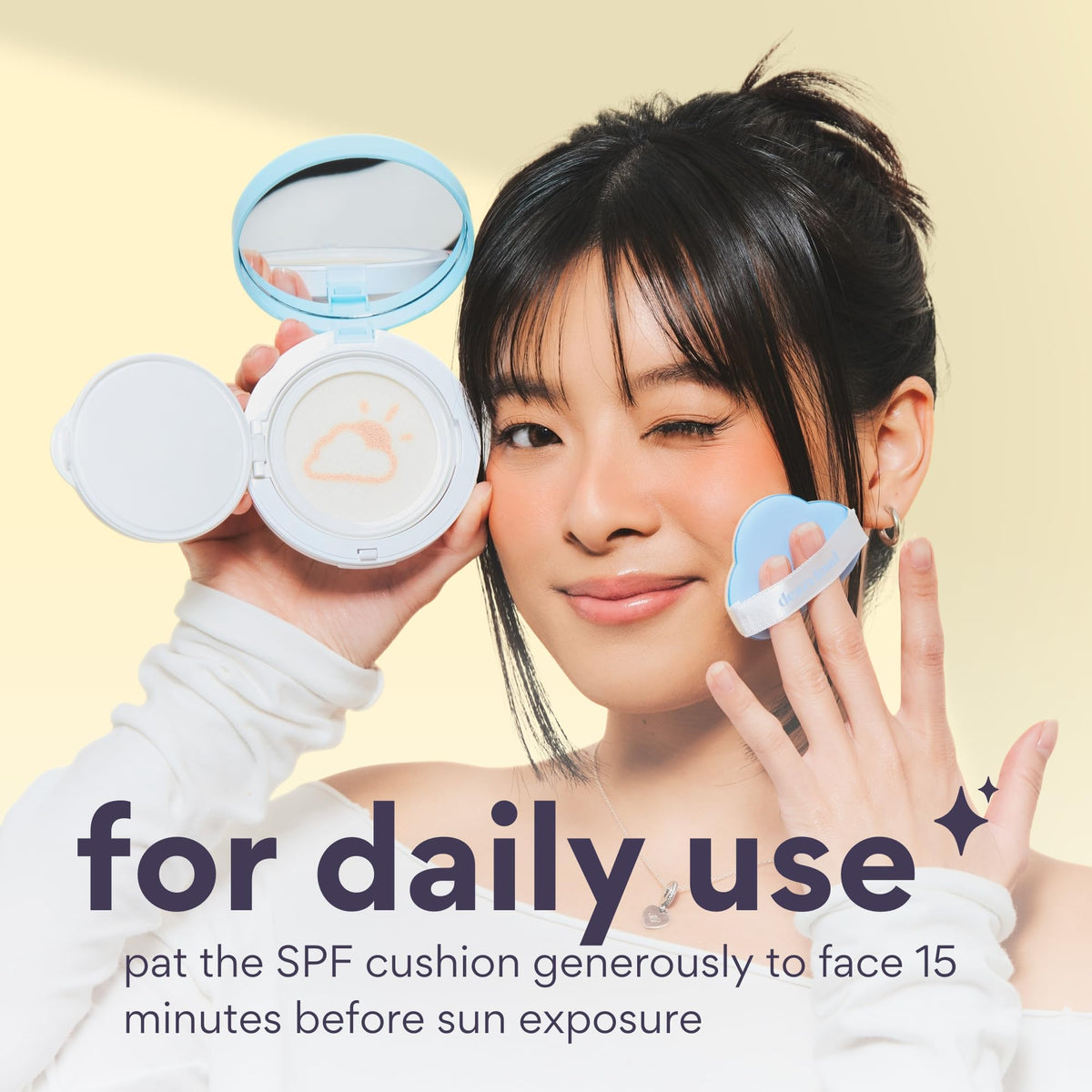 dearcloud compact in a bag lifestyle shot for on-the-go sun protection