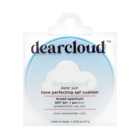 dearcloud cushion front packaging showing compact and SPF benefit