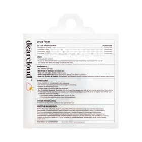 dearcloud ingredients label closeup listing cica niacinamide zinc benefits