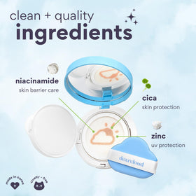 dearcloud open cushion top view with applicator and convenient travel use