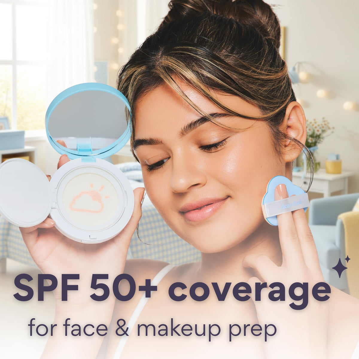 dearcloud puff applicator detail for easy, streak-free reapplication