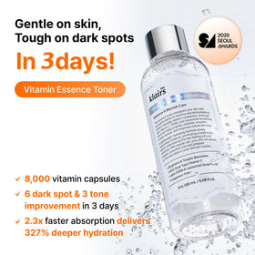 DearKlairs close-up of bursting vitamin C capsules and delivery benefit