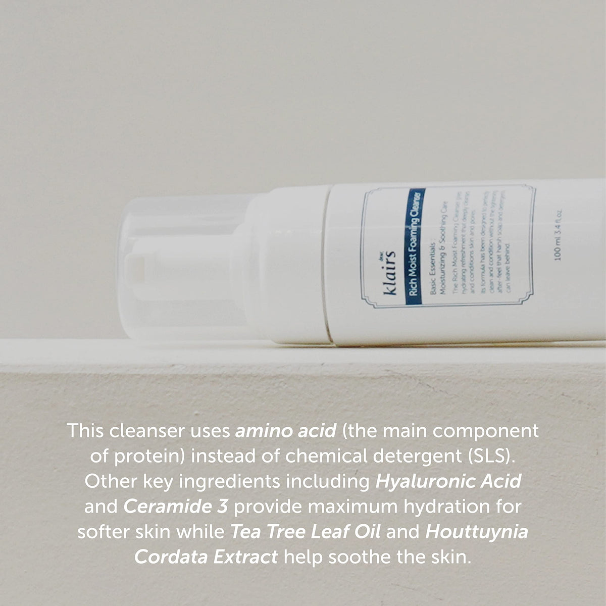 DearKlairs pump dispensing airy foam for easy application and comfort
