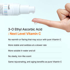 DearKlairs label closeup with ingredients, reassures consumers about vitamin C and niacinamide
