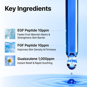 DearKlairs label close-up reading EGF FGF 10ppm for growth factor benefits
