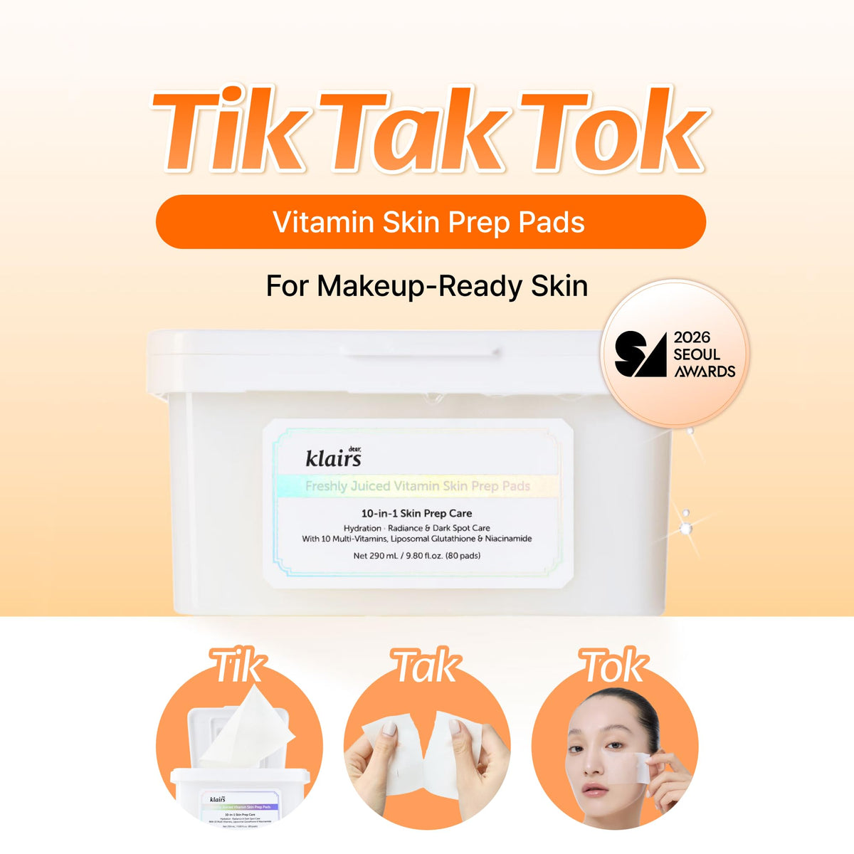 DearKlairs close-up pad texture soaked in serum showing hydrating formulation benefit