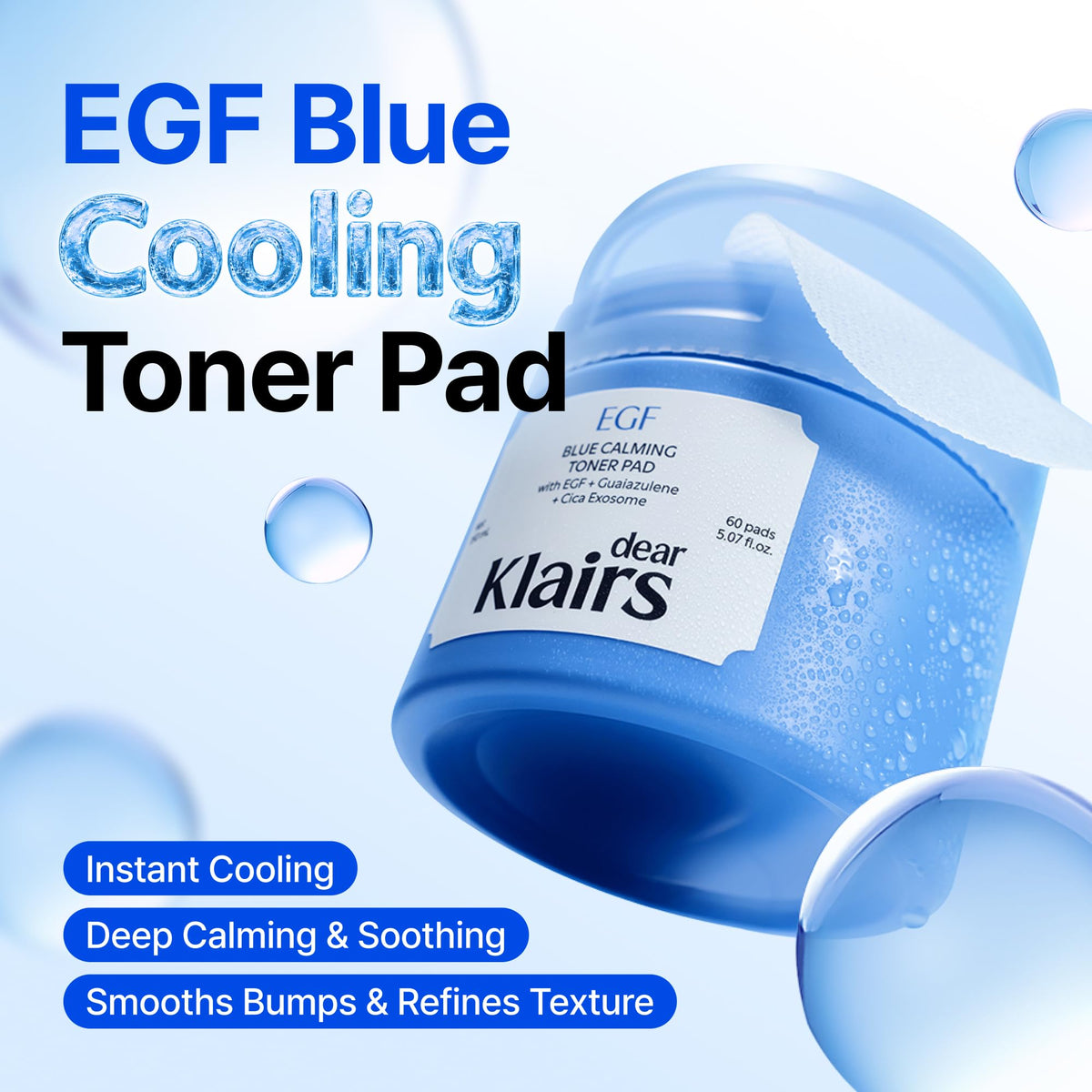 DearKlairs dual-sided pad close-up showing gauze texture and gel side for gentle exfoliation benefit