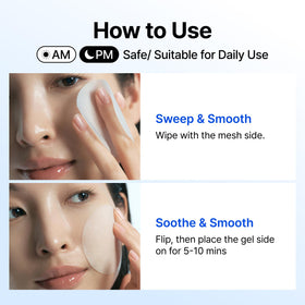 DearKlairs pad applied as mini-mask on cheek demonstrating targeted hydration benefit