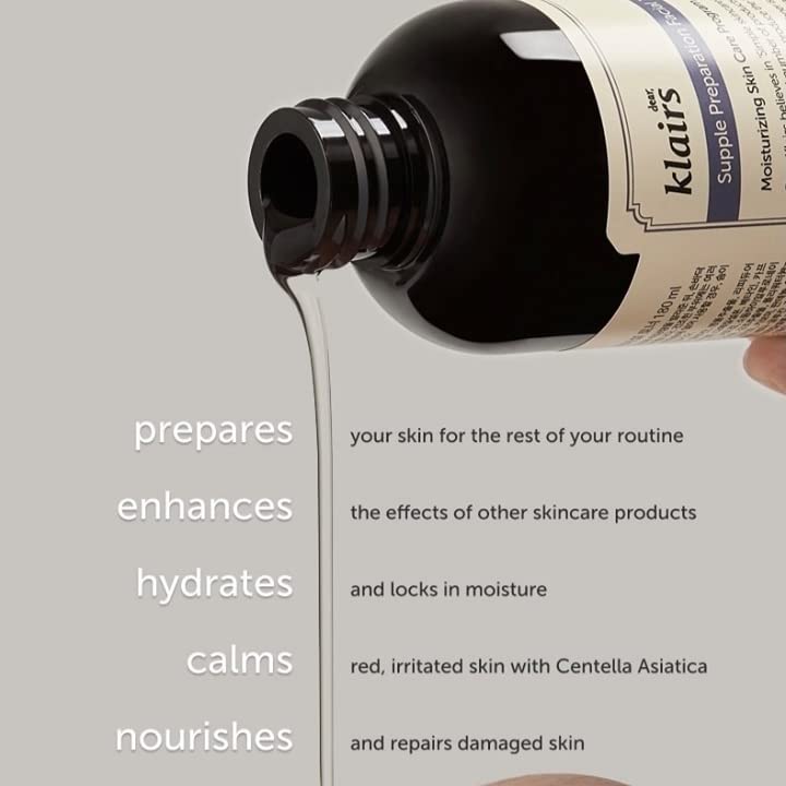 DearKlairs dispensing toner to show gel-to-water texture and quick absorption