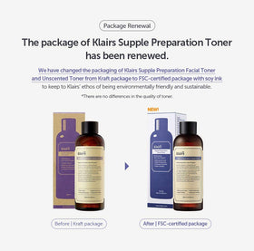 DearKlairs bottle beside a hand for size comparison and travel convenience