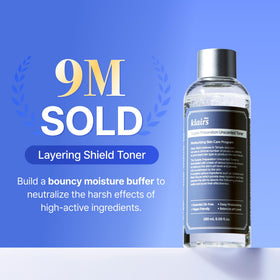 DearKlairs viscous toner pouring to show hyaluronic texture and fast absorption