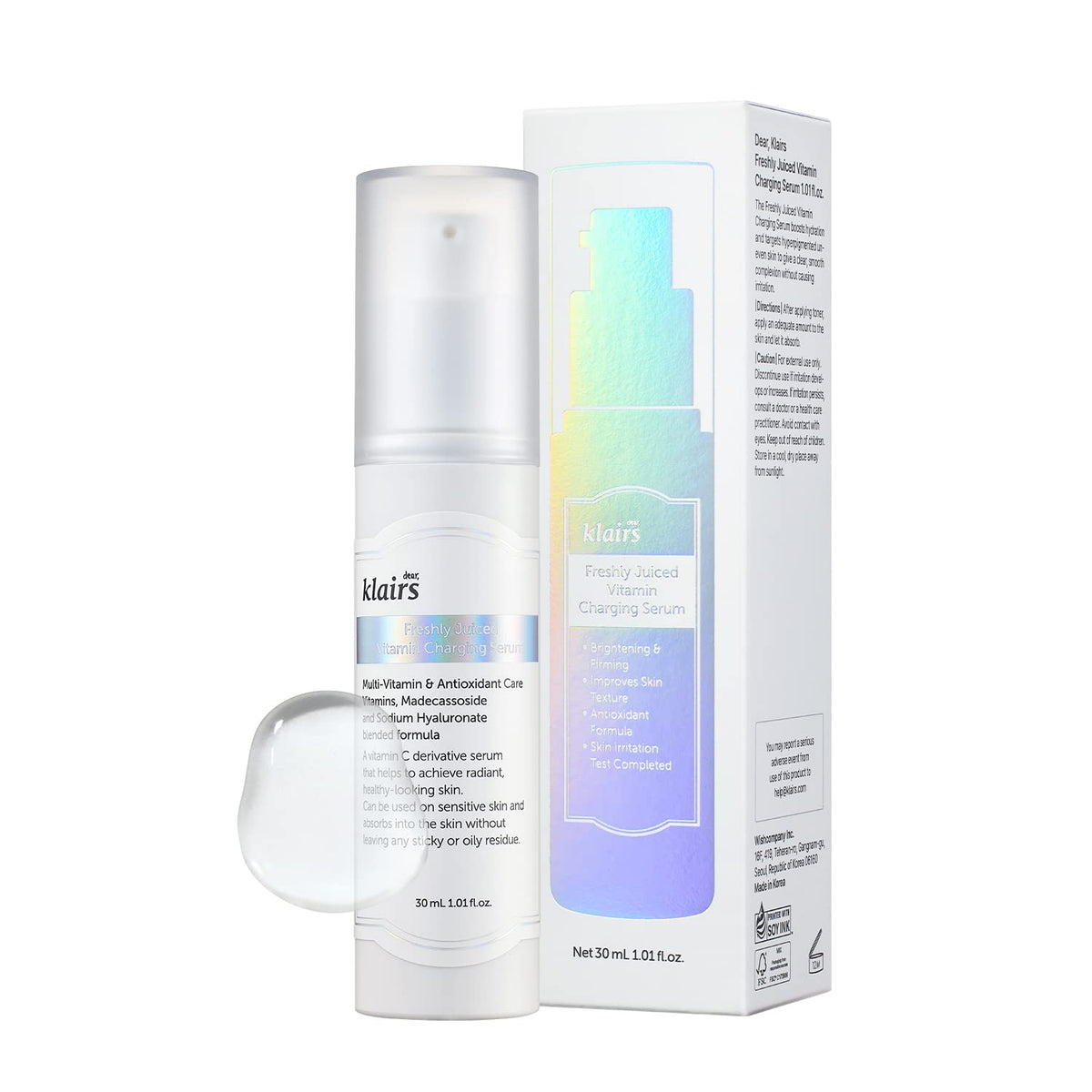 DearKlairs front packaging showing bottle and label, highlights product identity and clarity