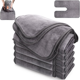 DEAYOU front view of six grey facial towels, convenient professional kit
