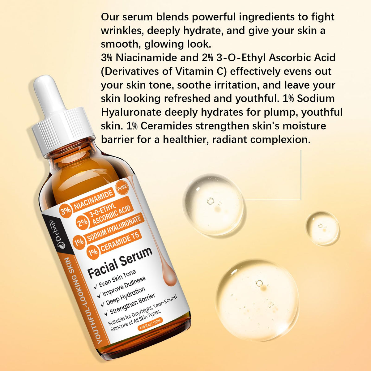 DEBAIY label closeup showing percentages and ingredients for informed shoppers