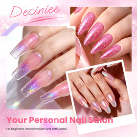 Deciniee finished sparkle nails showcasing glitter finish and salon-style results