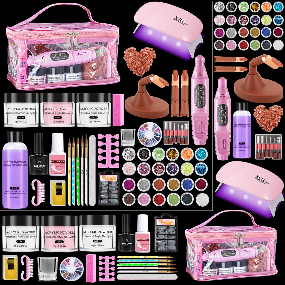 Deciniee front packaging showing rose pink bag and complete kit for easy portability