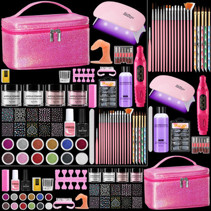 Deciniee front packaging showing full beginner acrylic nail kit and contents for easy setup