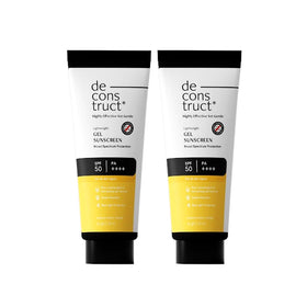 De - cons truct front packaging showing SPF 50+ protection benefit