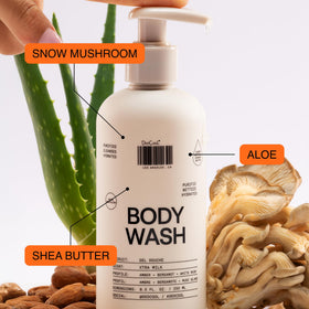 DedCool Taunt in-shower use with hands lathering to demonstrate gentle cleansing