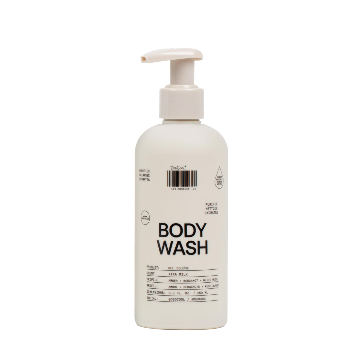DedCool front bottle view showing label and sustainable packaging benefit