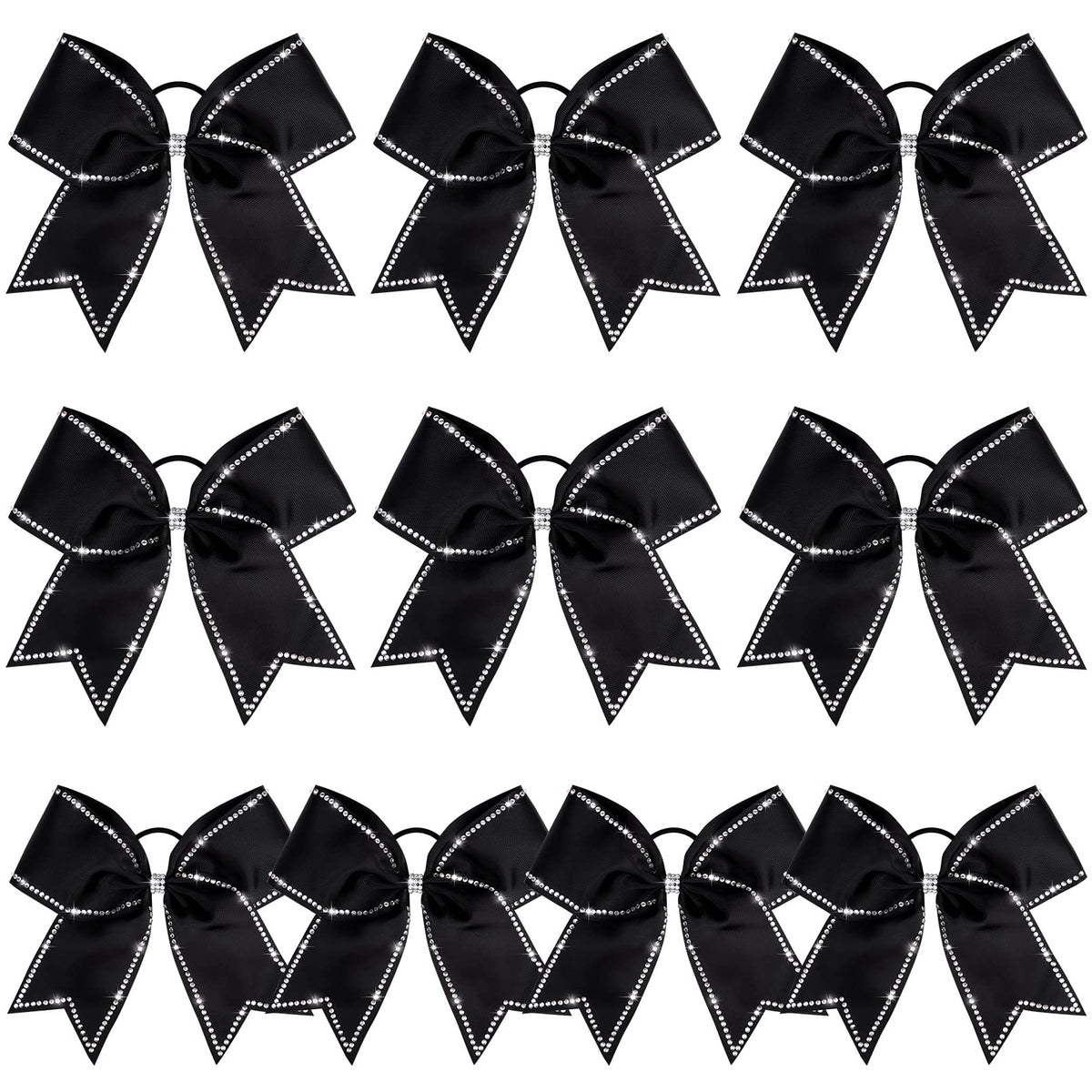DEEKA front packaging showing black rhinestone cheer bows and team-ready set