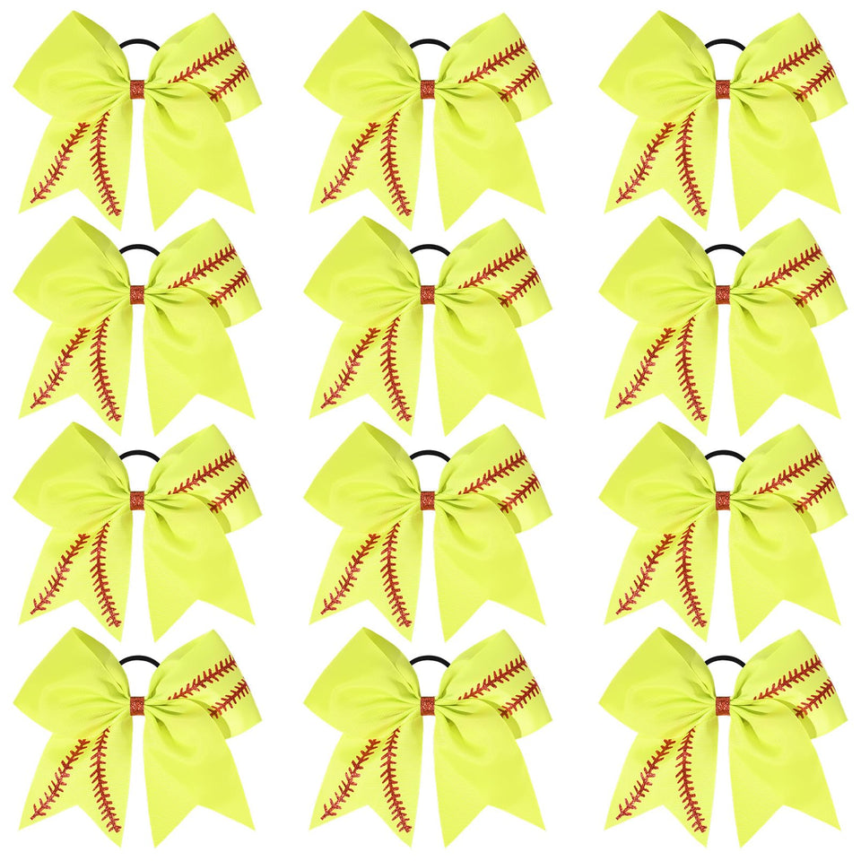 DEEKA front view of 12-piece neon-yellow bow pack showing team-ready style