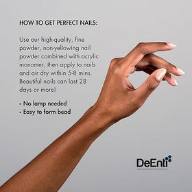 DeEnti close-up shimmer texture highlighting smooth, self-leveling formula benefit