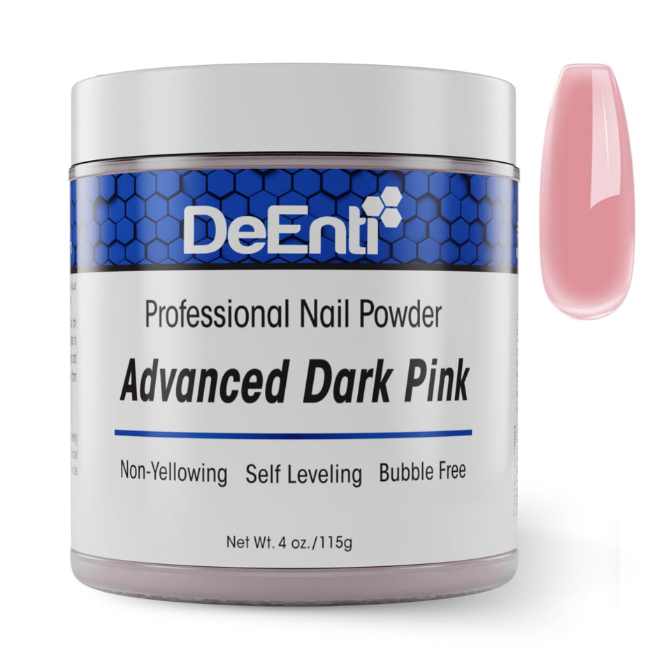 DeEnti jar front packaging showing dark pink powder and brand