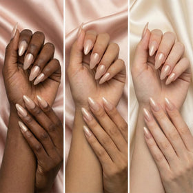 DeEnti finished nails in studio lifestyle showing crystal clarity and salon-quality benefit