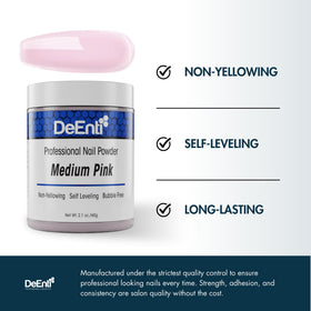 DeEnti close-up powder texture highlighting smooth, bubble-free formula