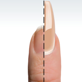 Side profile of a sculpted extension created with DeEnti powder demonstrating strong hold