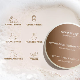 Deep Steep scrub placed by bathtub illustrating a refreshing self-care ritual
